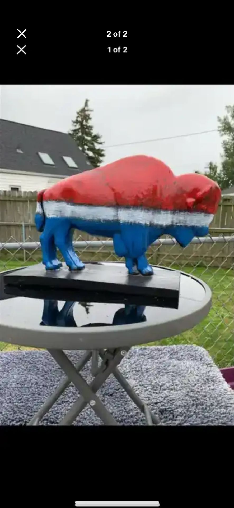 The Red White And Blue Buffalo Statue