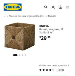 Knipsa Seagrass Sturdy Cube Baskets