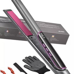 JAKSENR 2-in-1 Hair Straightener & Curler - Ceramic, lonic, LED Display