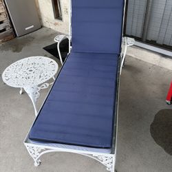 Wrought Iron Lounge Chair With Back Wheels.