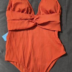 Traje De Baño Entero Para Mujer Color Naranja Medida Grande 