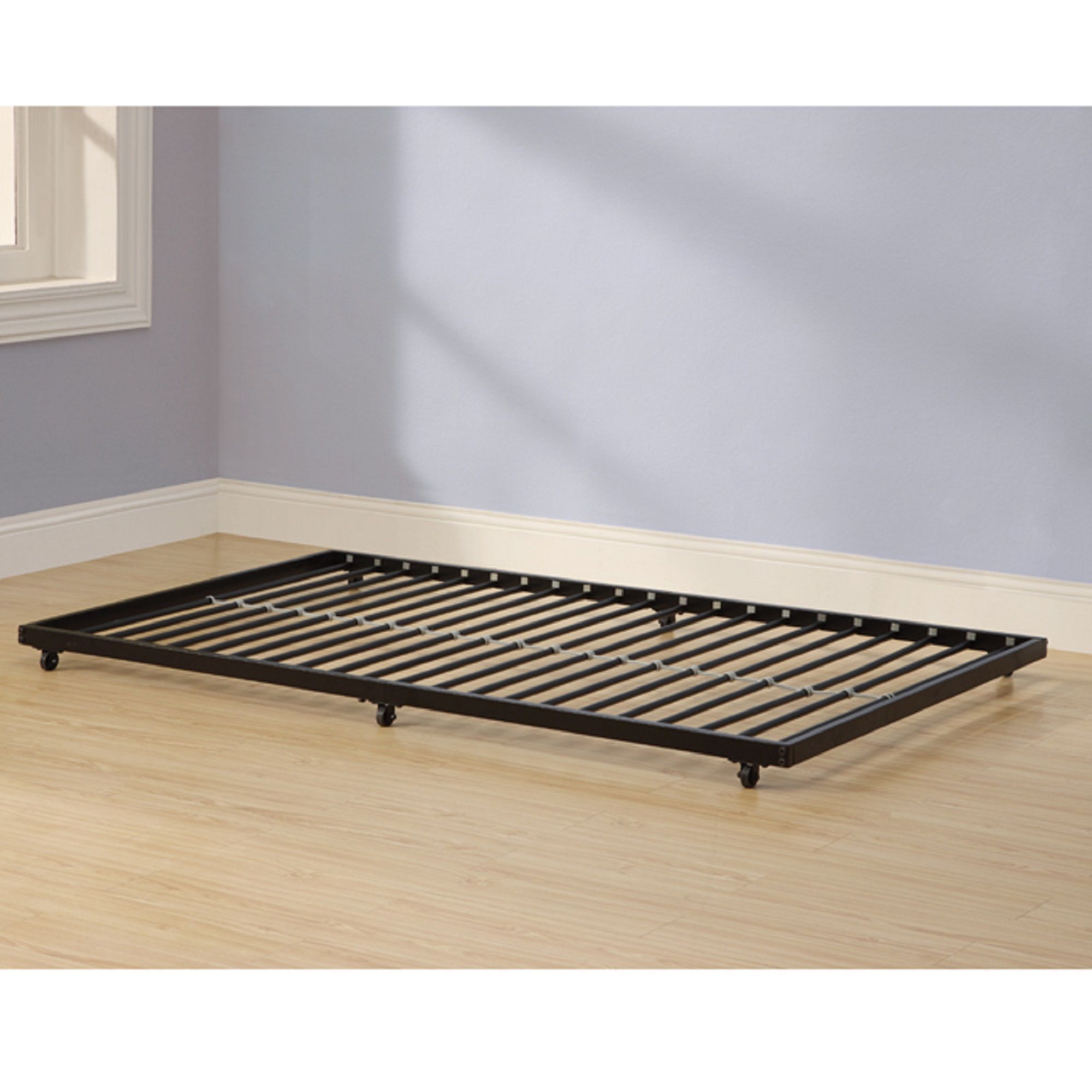 Walker Edison Twin Roll-Out Metal Trundle Bed Frame - Black