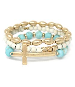 *SALE PRICE* Muliti Layer turquoise CROSS Bracelet *See My Other 600 items*
