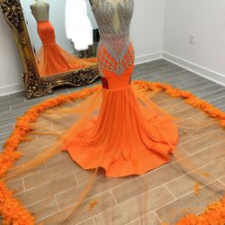 Orange Custom  Made Prom Dress🔥🔥🔥🔥