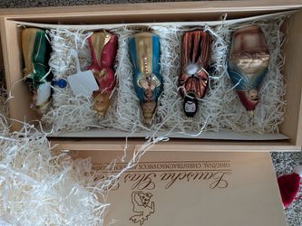 Lot hand blown glass Christmas ornaments Snow White Nativity