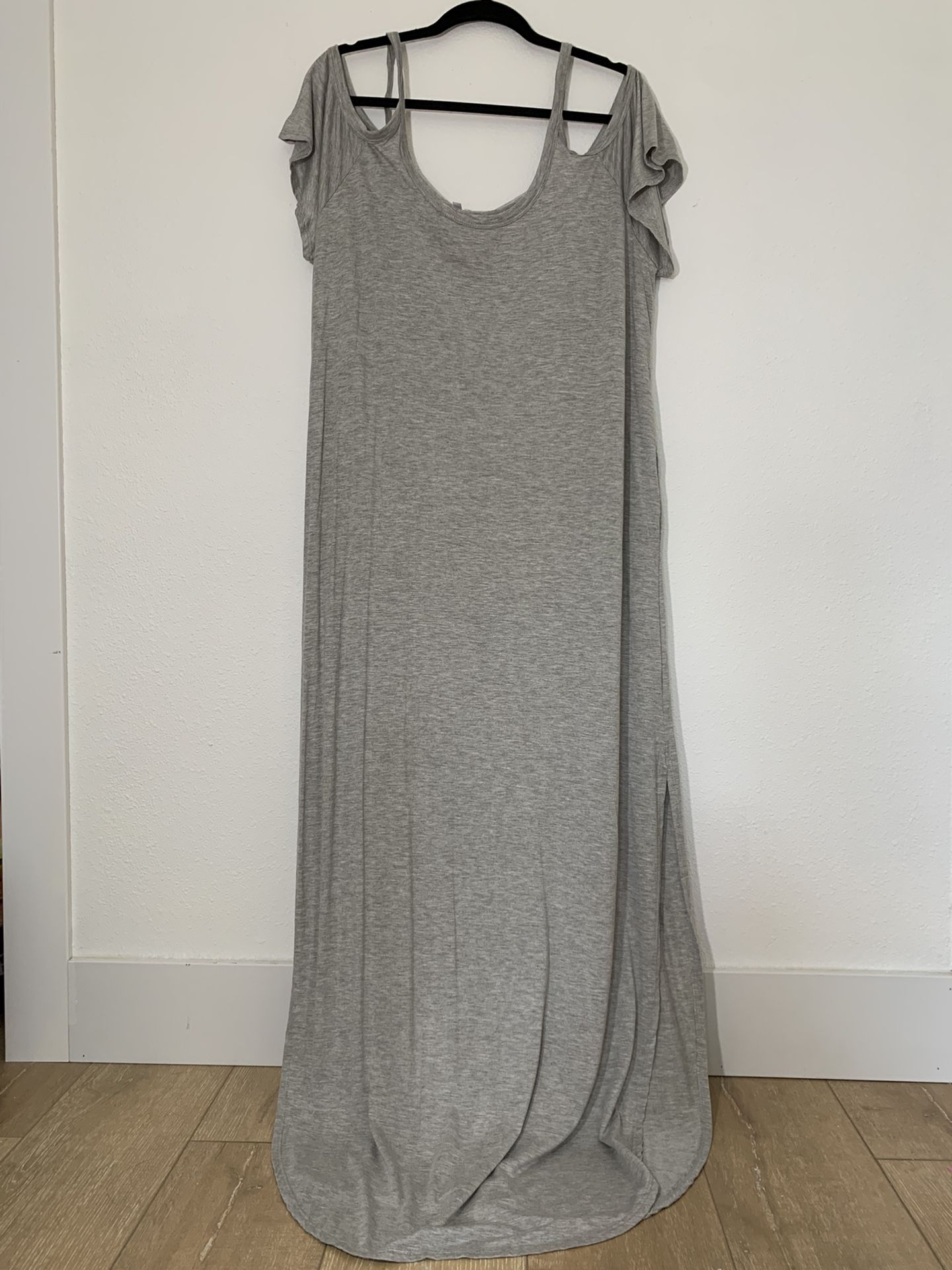 Women Maternity Pink Blush Brand Gray Maxi Dress