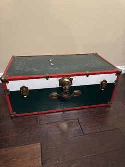 Vintage Metal Trunk 30” X 16” X 12”