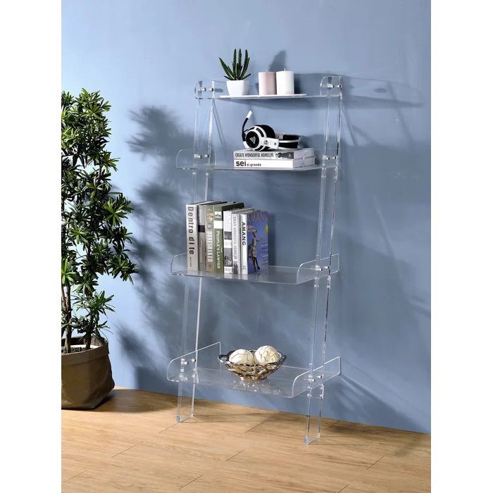 Modern Clear Acrylic Lucite Glass Ladder Shelf
