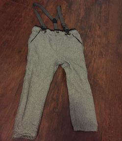 Boy pants grey tweed with suspenders 12-18months