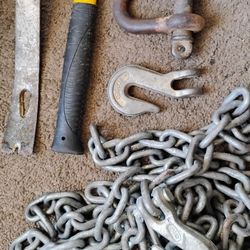 Pull N Pry Bar And Chain And Hammer