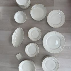 Antique Haviland French Limoge Dinner and Bread Plates Set of 51 Pieces