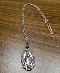Vintage “Miraculous Medal” Virgin Mary Necklace - 1830 Religious Pendant