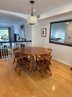 Rare Antique Farmhouse / Mid-Century Modern Dining Table + Chairs
