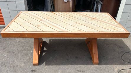 New outdoor dining table patio table farmhouse table solid pine wood  natural L72”*W33”*H29”(address in description)