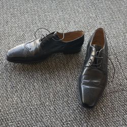 Magnanni Black Leather Brogue Dress Shoes Extra Wide Square Toe Men's 12W