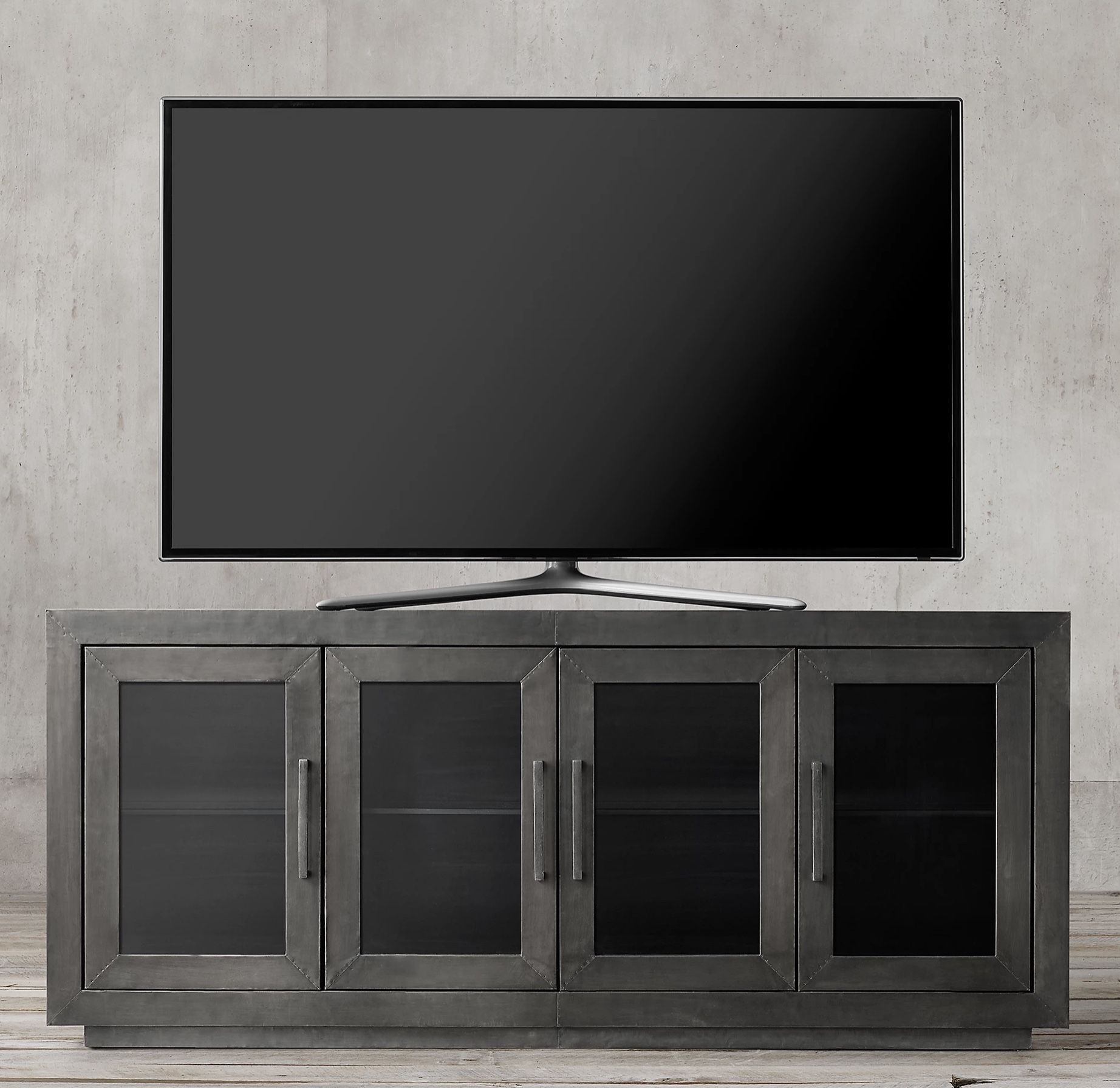Restoration Hardware La Salle Metal Wrapped Media Console 65”