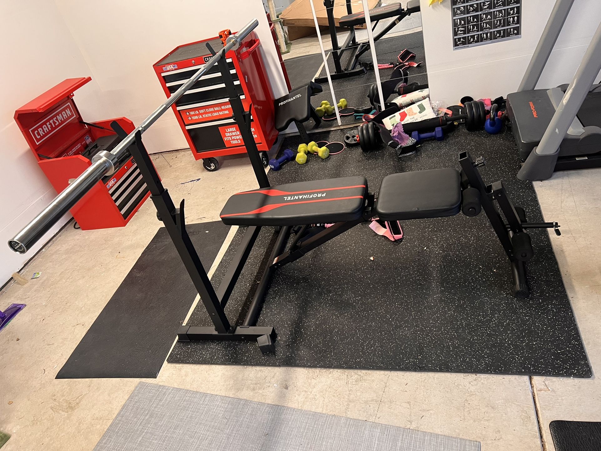 Standard Weight Bench Set With Barbell