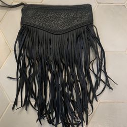 Black Fringe Clutch Purse New