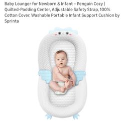 Infant Baby Lounger Cushion – Penguin Design, Cotton Cover