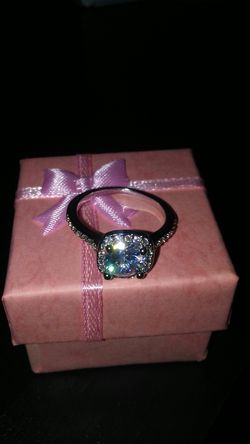 Sterling Silver .925 CZ Bridal Engagement Ring Sizes 7 & 8