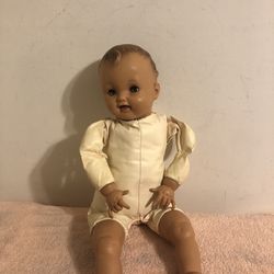 Vintage 21” Cloth & Vinyl Brown Effanbee Cryer Sleepy Eye Doll RARE