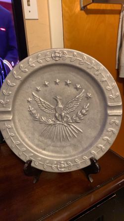 Vintage Pewter Patriotic Ashtray