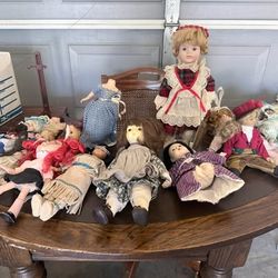 Vintage Porcelain and Cloth Doll Collection