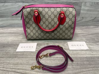 Gucci Gg Canvas Boston Satchel With Strap Multicolor Trim (A1D023262)