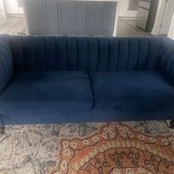 Blue Velvet Sofa And Love Seat
