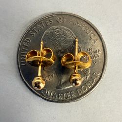 14K Gold Bead Stud Earrings