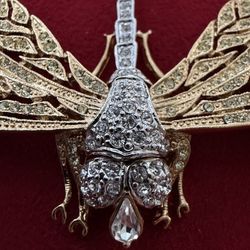 Large Designer Dragonfly Brooch By Keneth Jay Lane