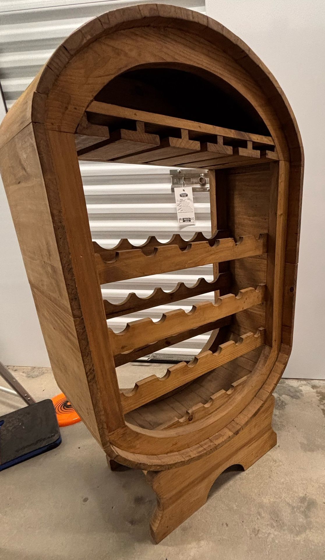 Wood Barrel Wine Rack $150