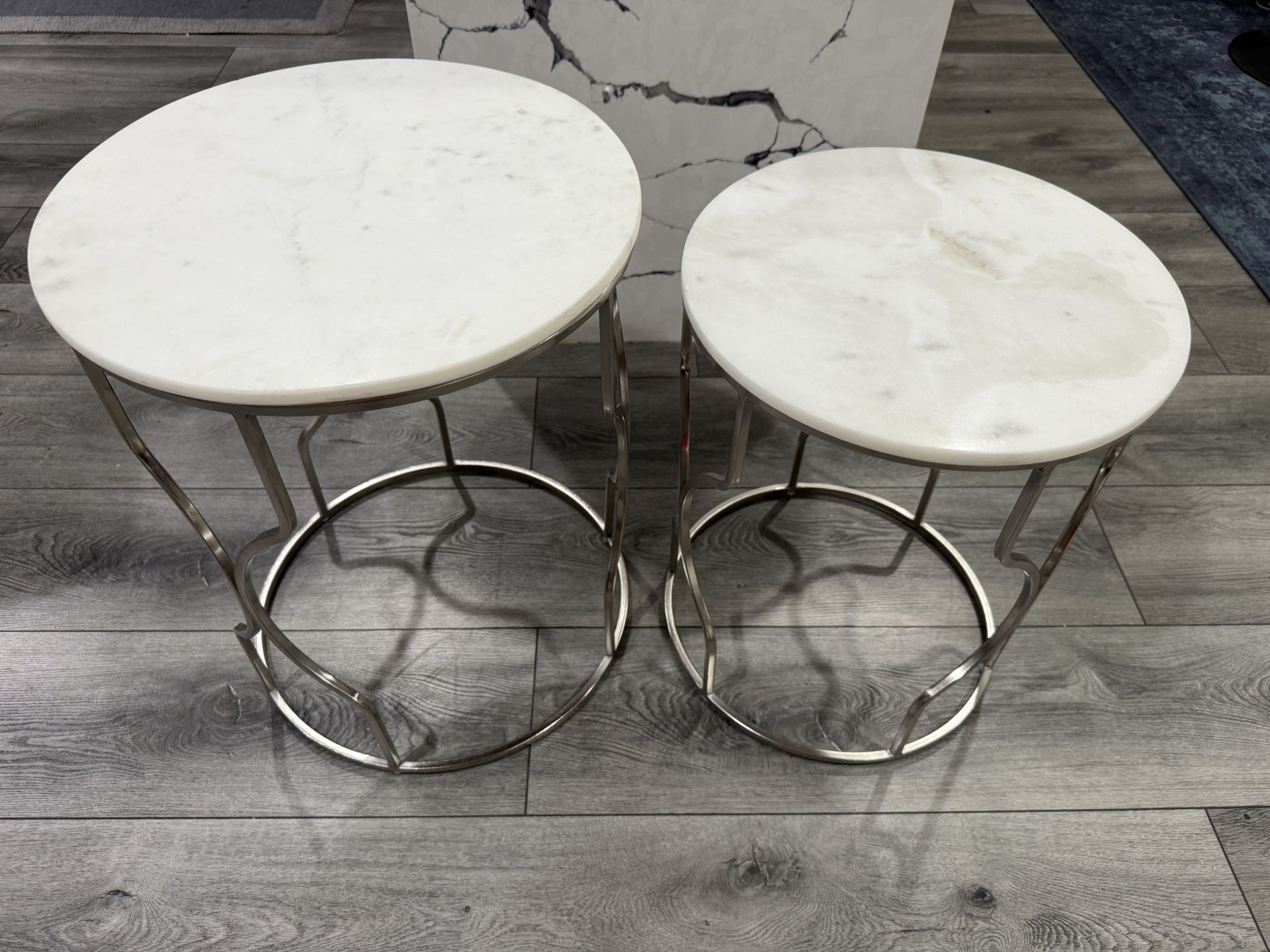 NEW Pair of Elegant Designer Marble Top Side End Tables