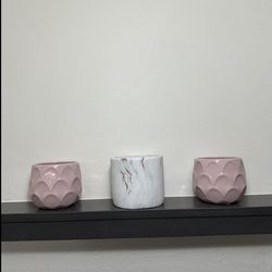 Pink White Marble Ceramic Pots