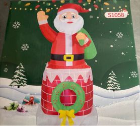Inflatable Santa Claus in Chimney Christmas Decoration
