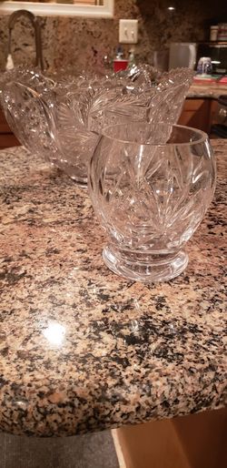 Vintage cut crystal bowl and smaller bowl