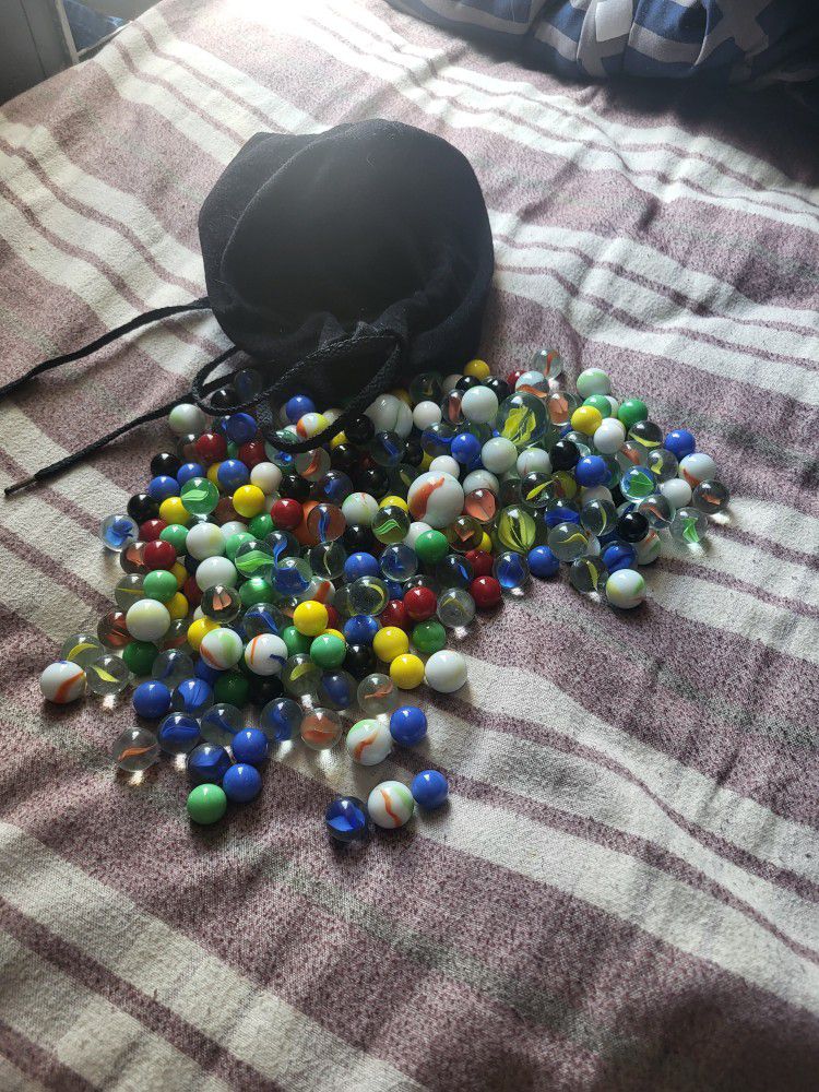 Sack Of Approximately 280 Marbles 