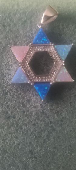 Silver 925 opal star of david