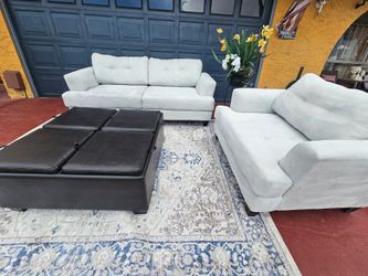 Beautiful Living Room Set Couch And Chairs Ottoman Suede Totally Deep Clean And Good Condition