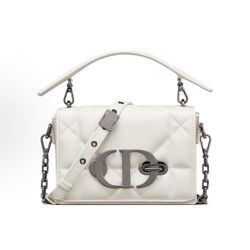 DIOR 30 Montaigne Montaigne Series Logo Oversized Rattan Plaid Chain Sheep Leather Box Bag Montaigne Bag Single Shoulder Crossbody Handbag（140）37