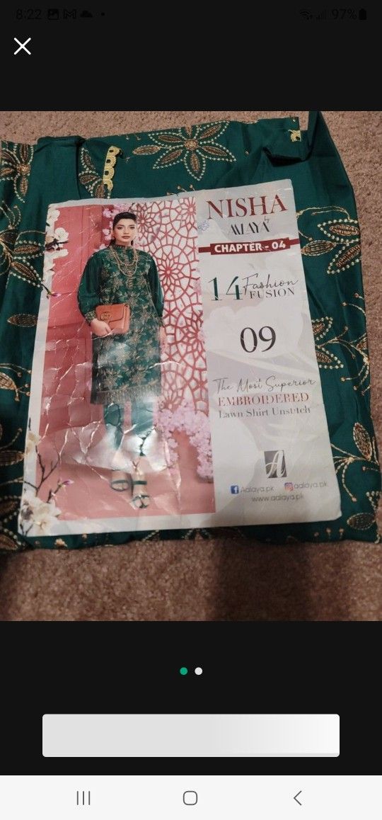 Pakistani lawn embroidery work kurti( Tunic)