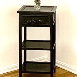 Small Black End Table With A Drawer