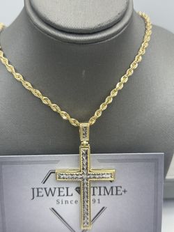 10k Gold Cross Pendant With Rope Chain. Package Deal!! 