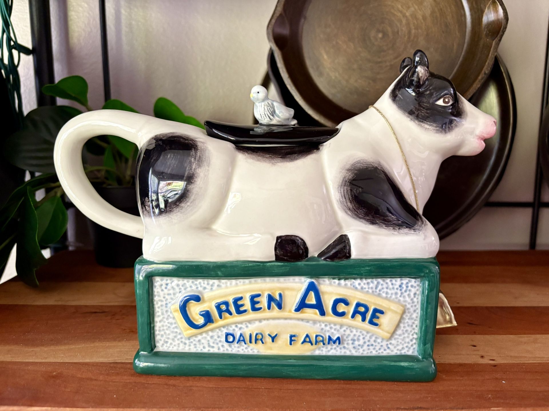 Vintage, 1996 Fitz & Floyd "Green Acre Dairy Farm" Ceramic Cow Creamer