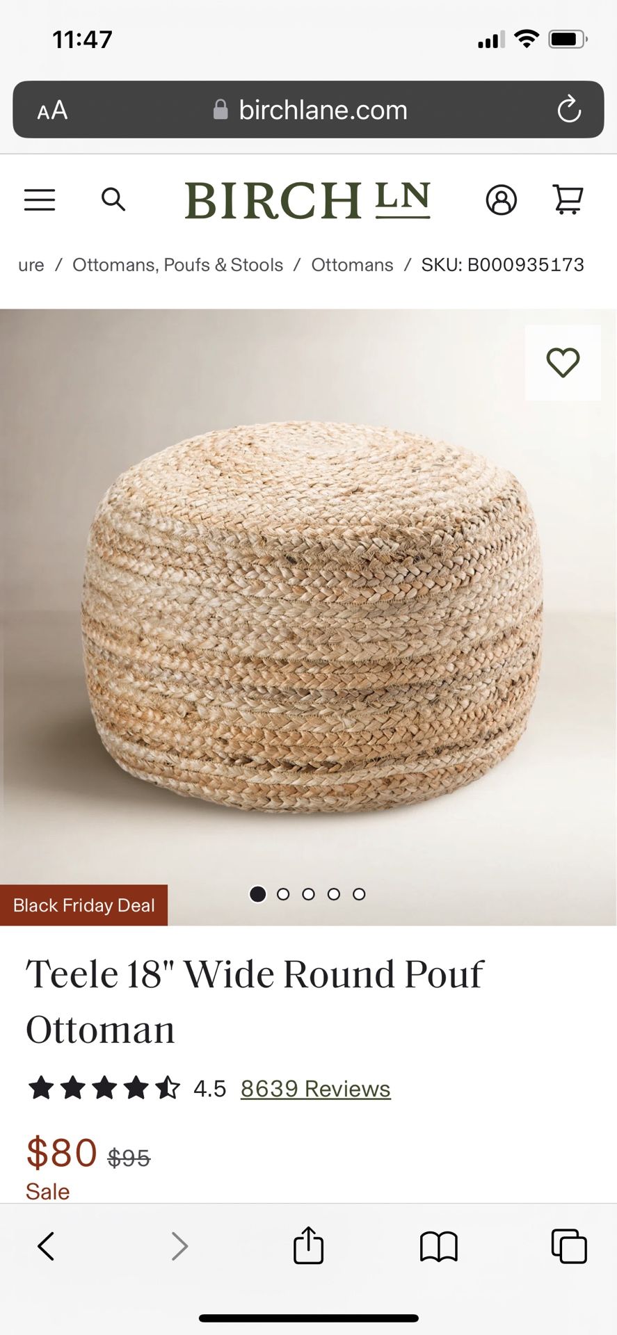 Wide Round Pouf Ottoman