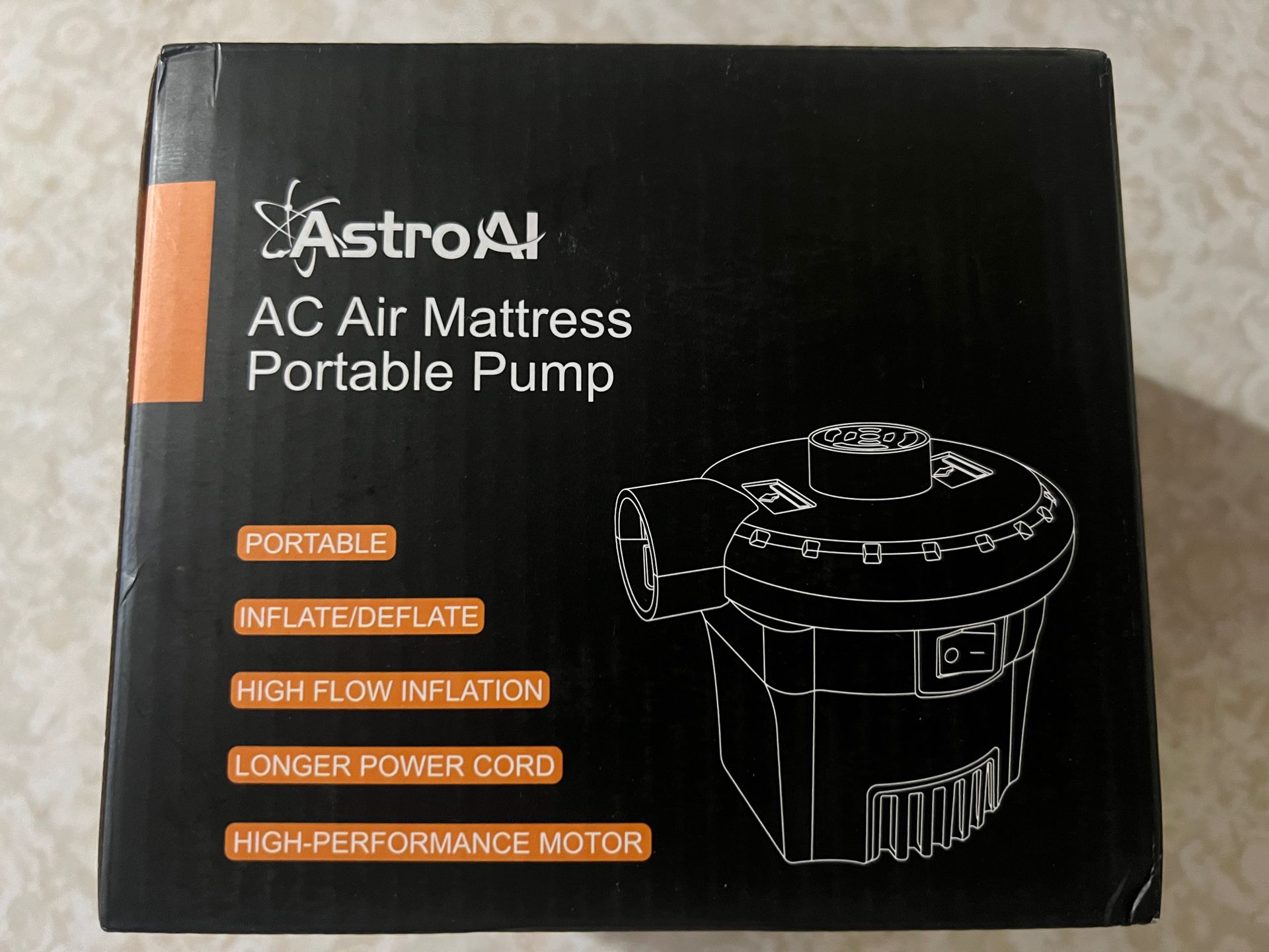 AstroAI Electric Air Pump for Inflatables Air Mattress Portable Inflator Deflator Pumps with 3 Nozzles for Inflatable Cushions Air Beds Pool Floats To