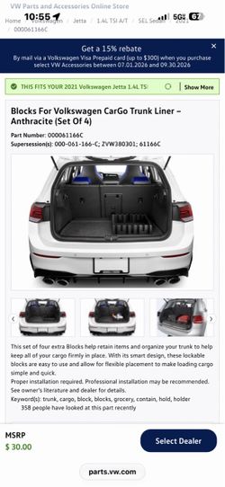 VW CarGo Trunk Liner Blocks Anthracite Set of 4