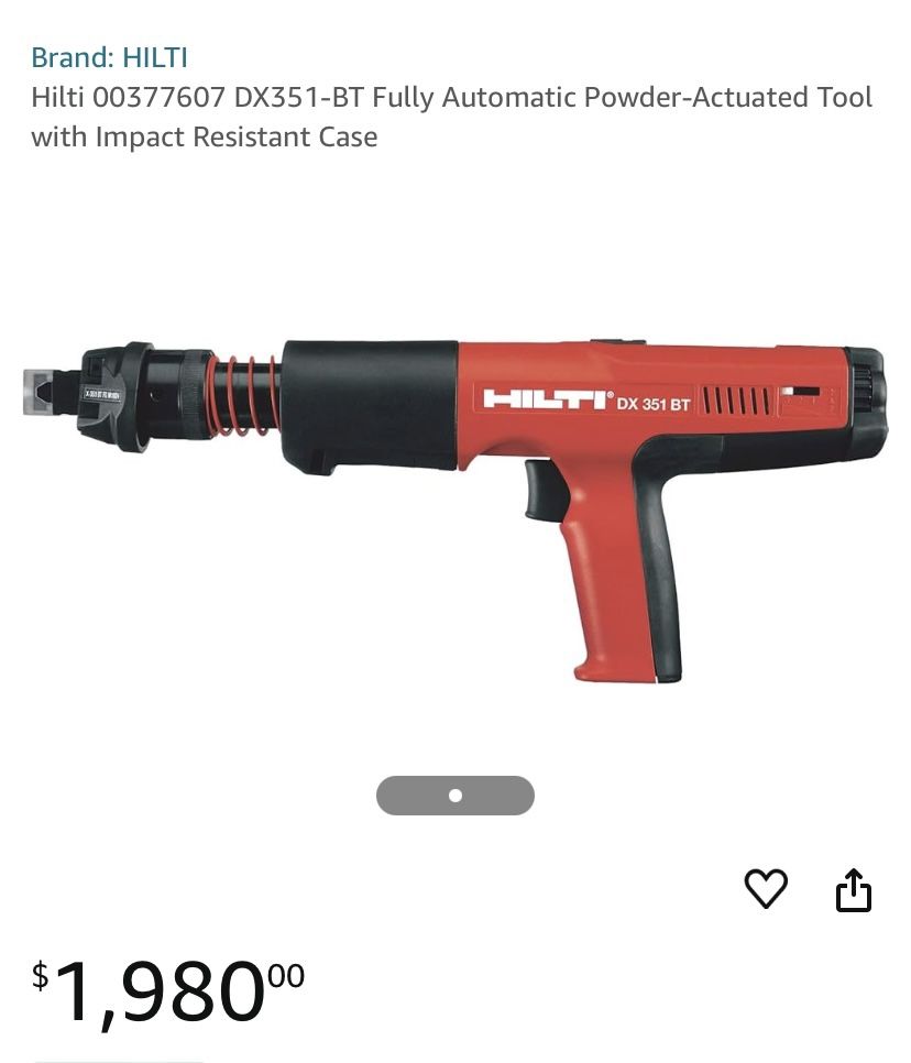 Hilti DX351 BT, Fully Automatic Powder-Actuated Tool, Retail Price $1,980+tax, asking 500 obo