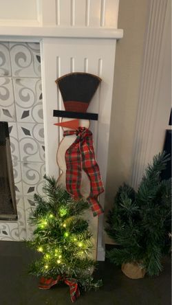 Snowman with lights wood 3 feet