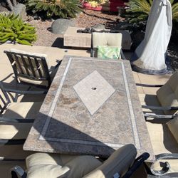 Stone Table And Aluminum Chair Set